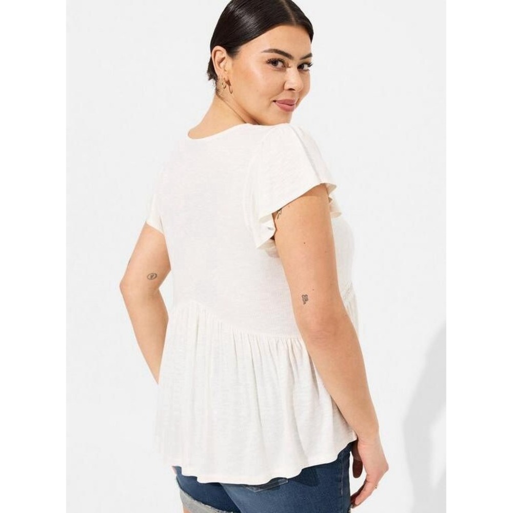 NWT Torrid Knit V-Neck Lace Inset‎ Babydoll Top 4X - Picture 2 of 12